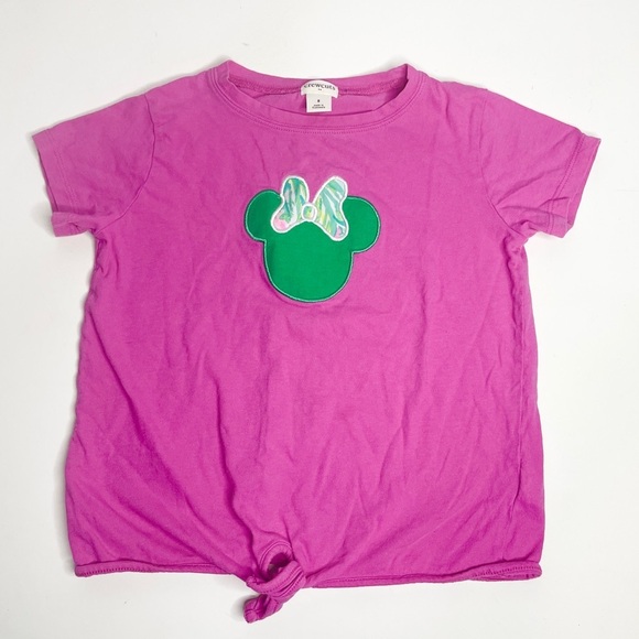 Crewcuts J.Crew 8 Girls Pink Tee Embroidered Minnie Mouse Lilly Pulitzer - Picture 1 of 10